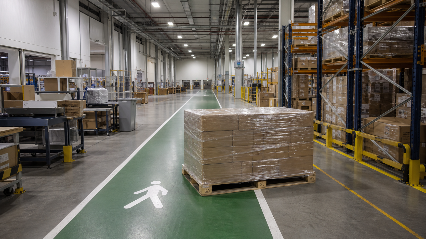 Field observation of an obstructed walkway in the logistics hall